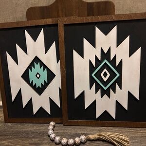 2 pc Aztec Western Wall Art